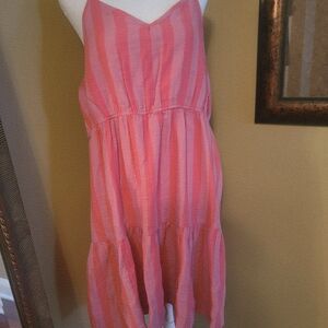 Coral Striped  Dress